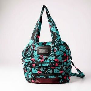 NWOT Lug Puddle Jumper Navy Flamingo Tropical  Overnight Shoulder Bag Tote